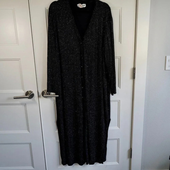 VTG Ronni Nicole Sparkly Multi Color Glitter Maxi Cardigan Jacket Dress Up 24W - Picture 2 of 10